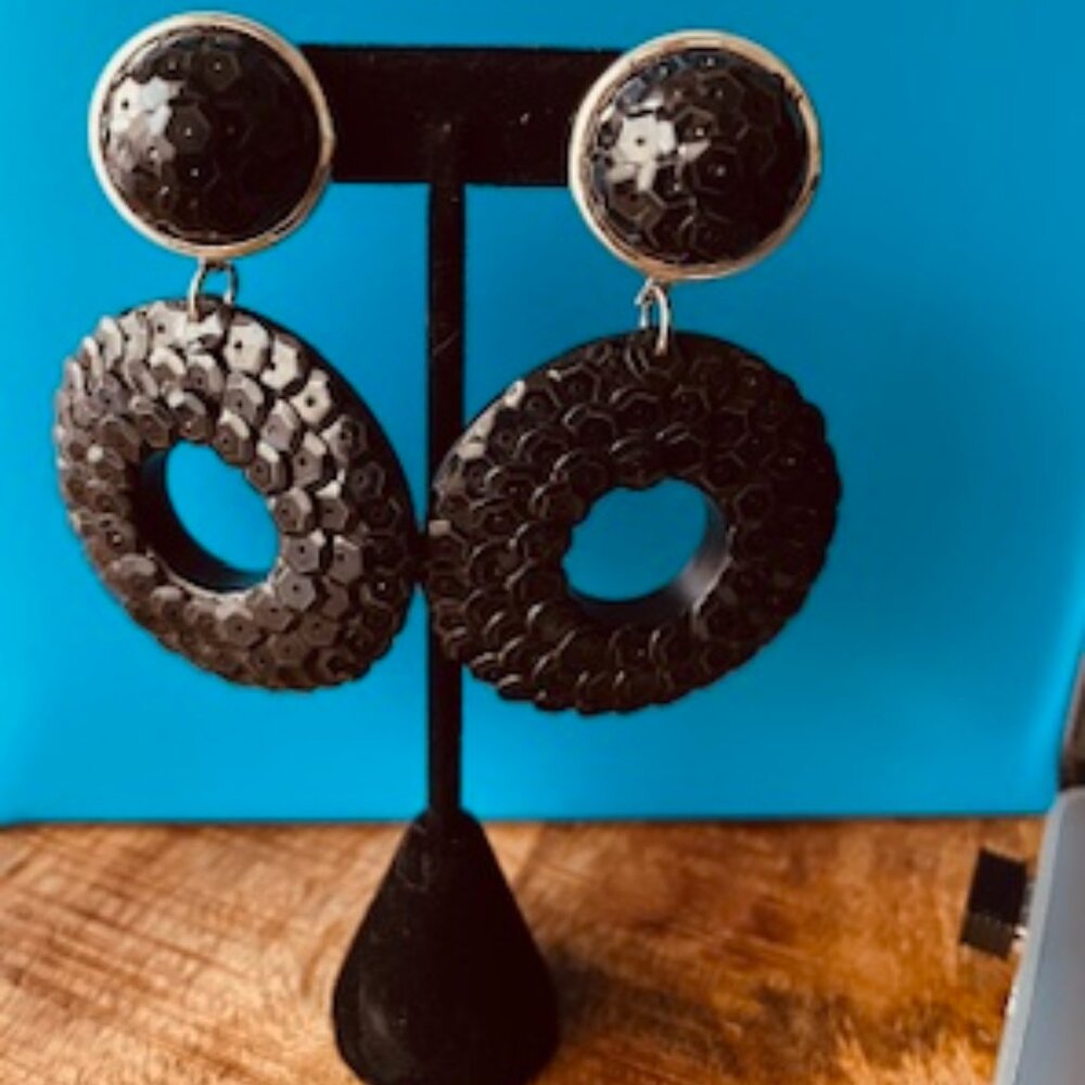 Sequin and Matte Disc Clip-on Earrings
